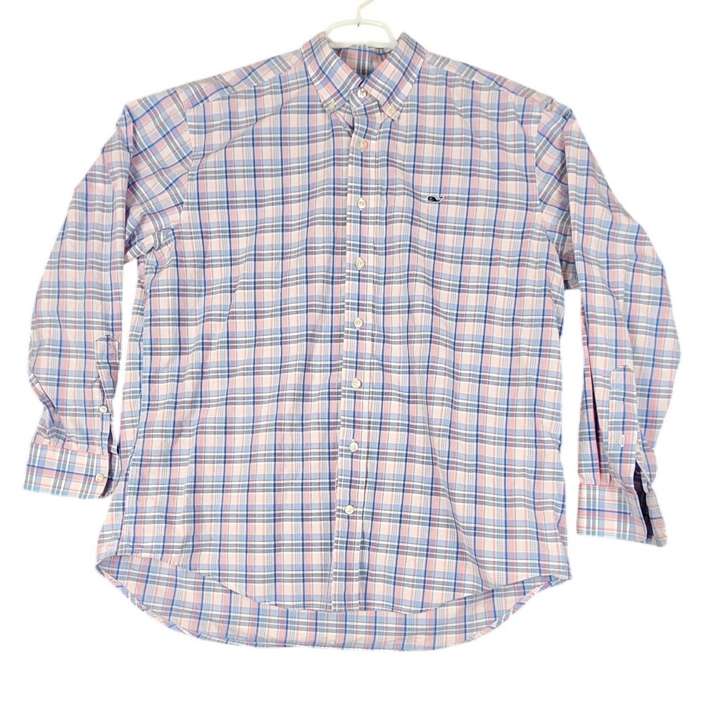Vineyard Vines Whale Shirt Mens L Button Down Long Sleeve Plaid